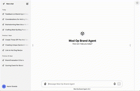 Mod Op Brand Agent chat interface in Nexus Chat